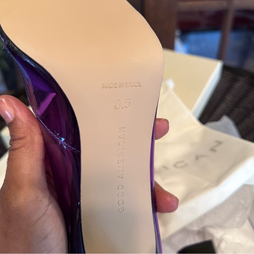 Good American Cinder-F*cking-Rella Jeweled Toe PVC Stilettos in Purple 8.5 - Picture 6 of 8